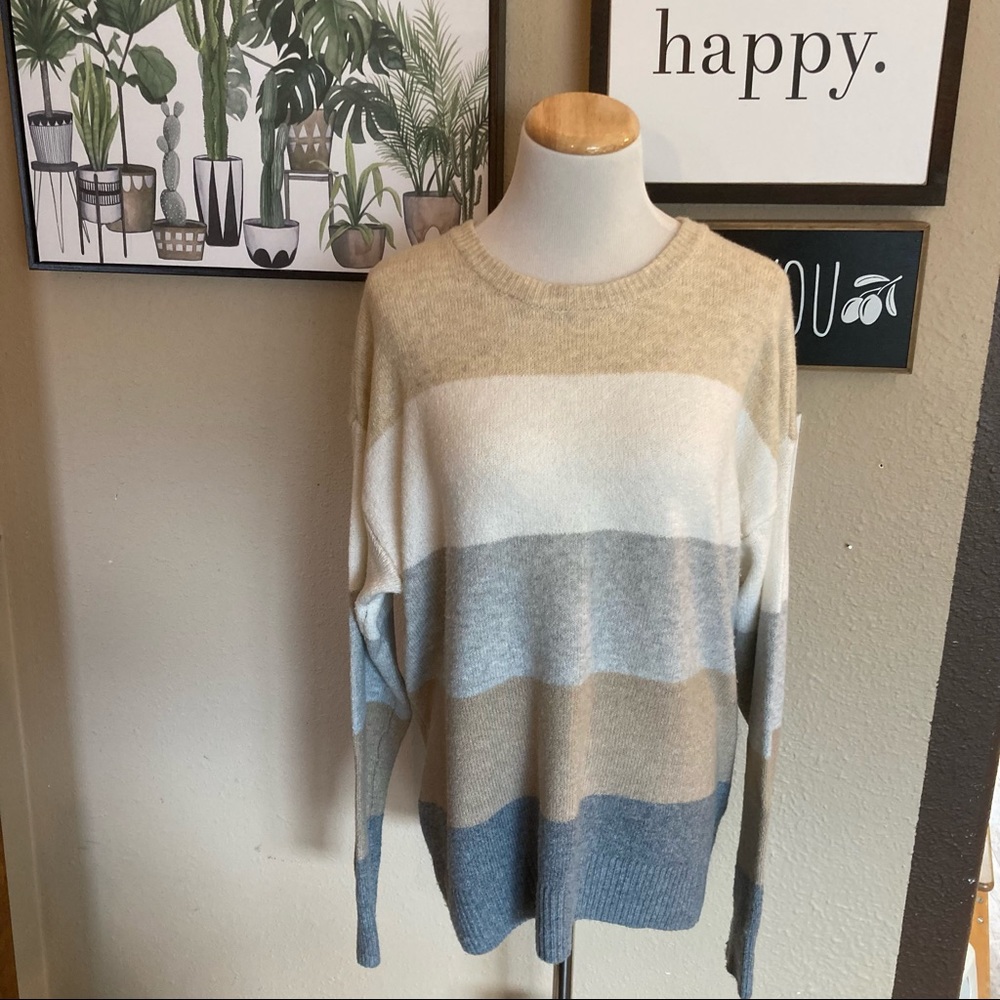 Neutral Striped Cloud Sweater XL